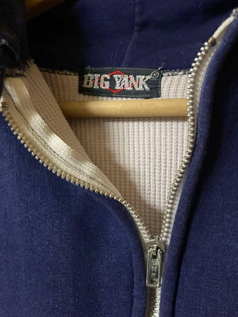 80's BIG YANK 裏サーマルフルジップアップパーカー フーディネイビー