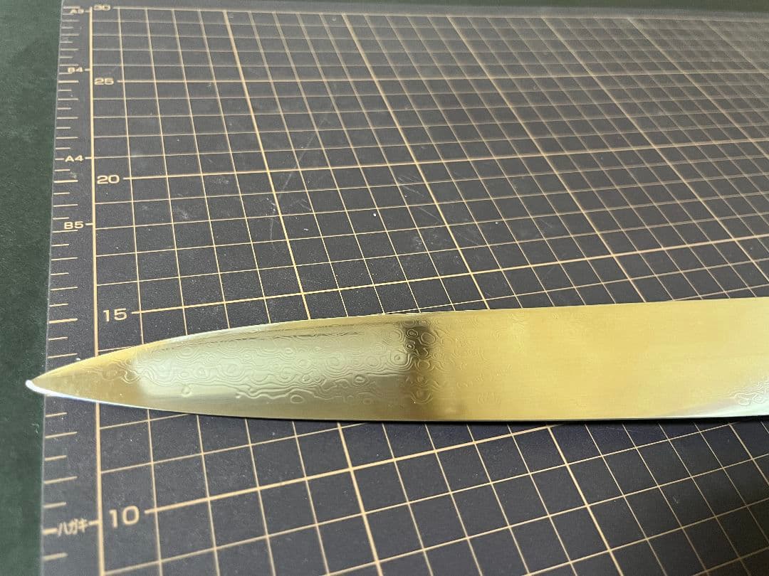 龍泉刃物 梵天雲龍 筋引 包丁 刃渡り27cm V 金10号 ニッケルダマスカス