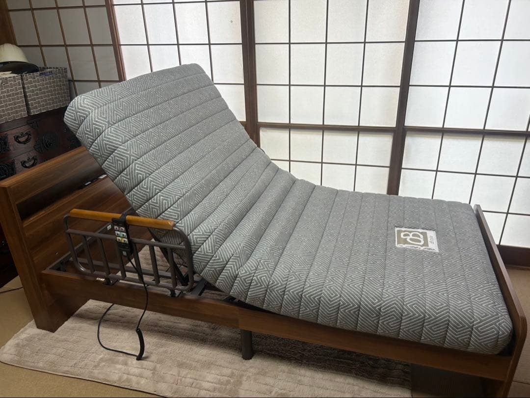 電動昇降リクライニングベッド　MFB-1602　棚付き　ポケットコイルマットレス