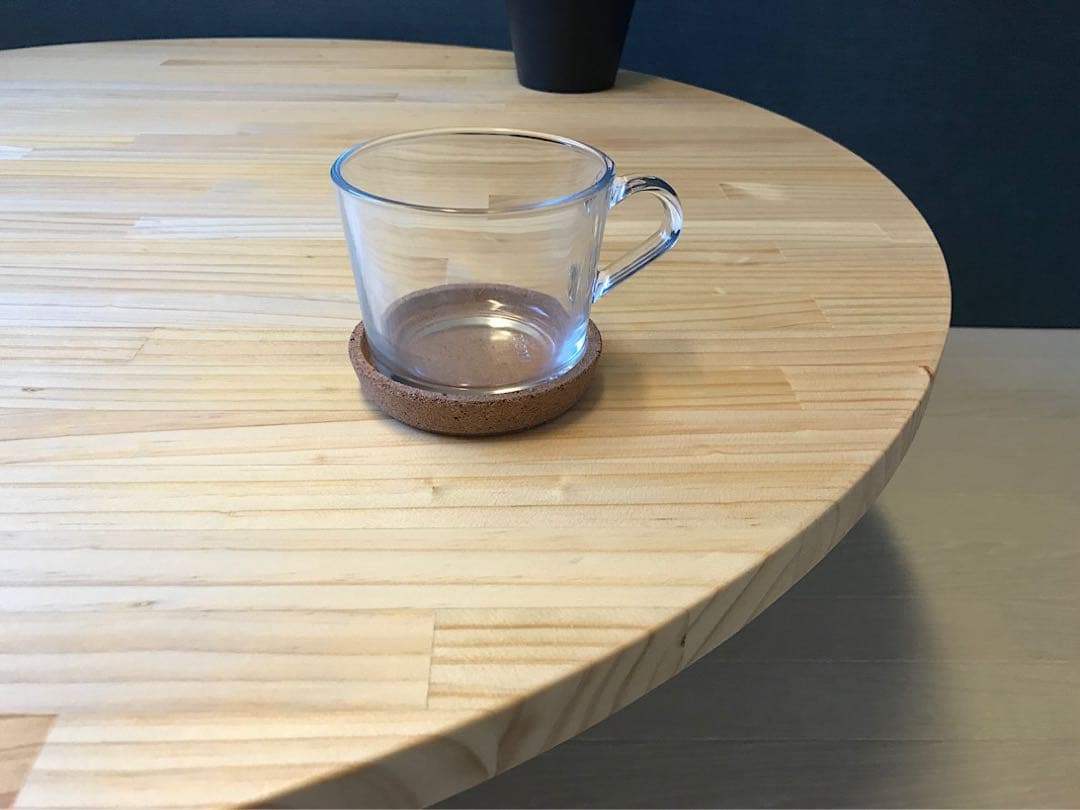 【オーダー】 ローテーブル 丸形 105cm 杉 焦茶 折りたたみ脚