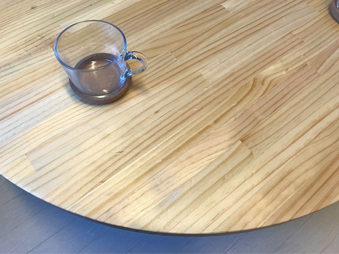 【オーダー】 ローテーブル 丸形 105cm 杉 焦茶 折りたたみ脚