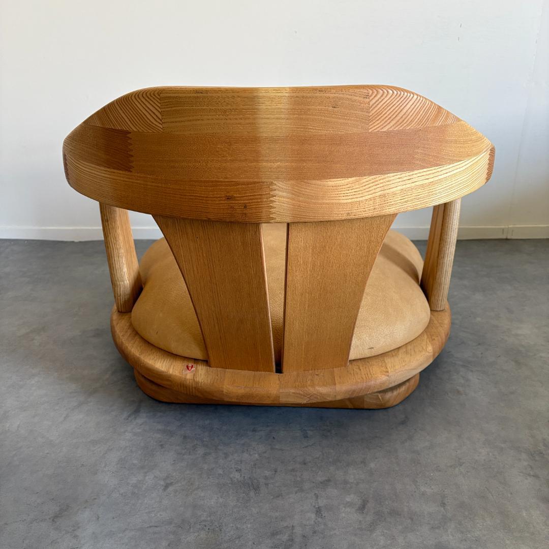 日本製 無垢材 回転座椅子【Ａ】