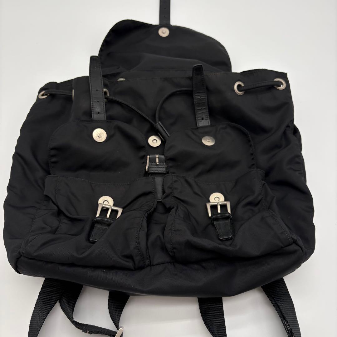 美品　PRADA プラダ リュック バックパック 三角ロゴ 巾着 ナイロン 黒