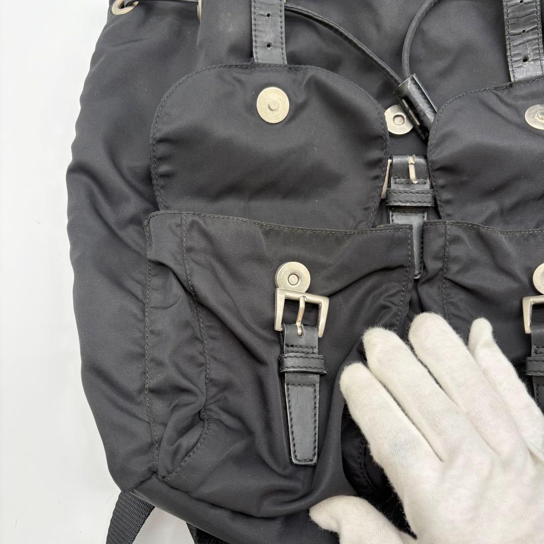 美品　PRADA プラダ リュック バックパック 三角ロゴ 巾着 ナイロン 黒