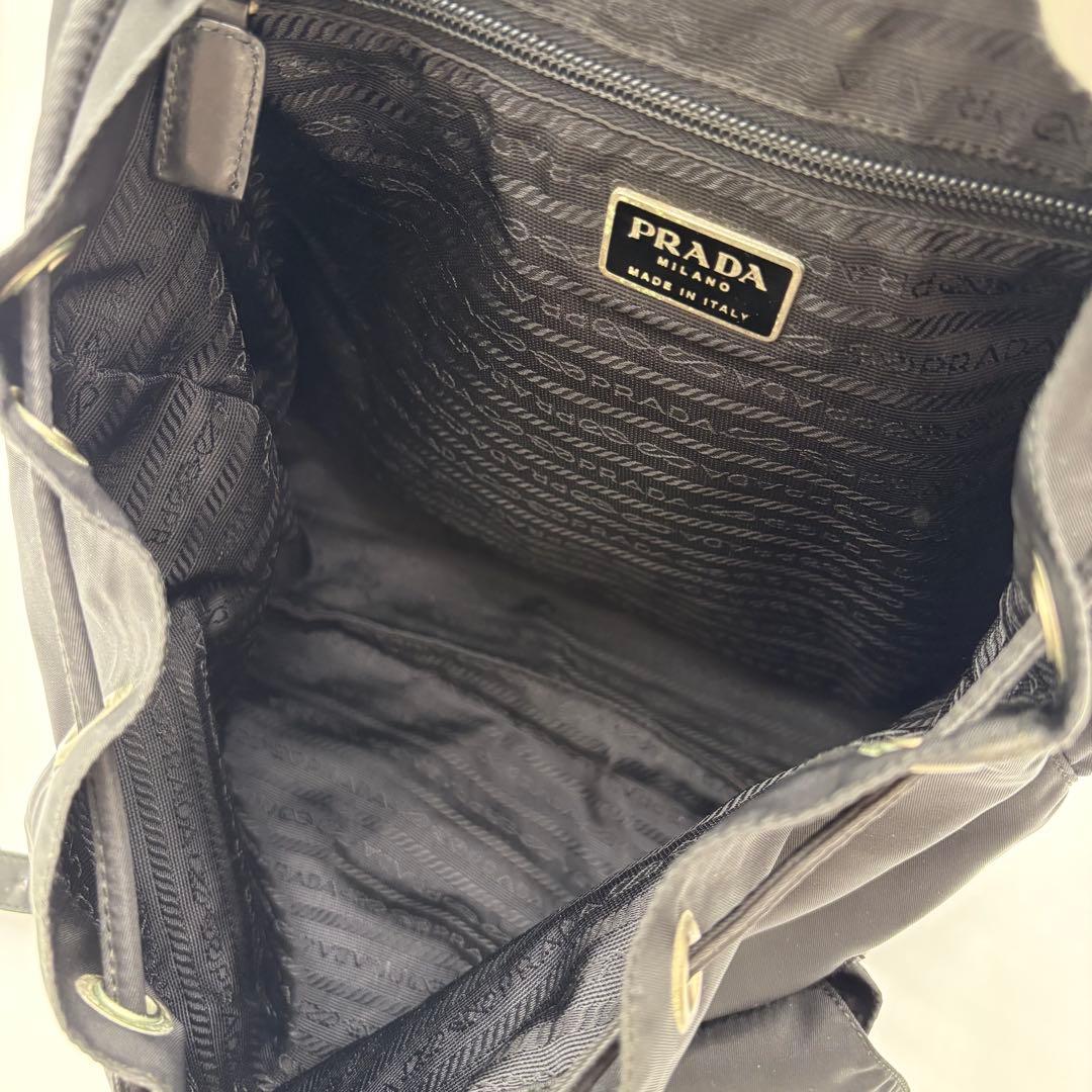 美品　PRADA プラダ リュック バックパック 三角ロゴ 巾着 ナイロン 黒