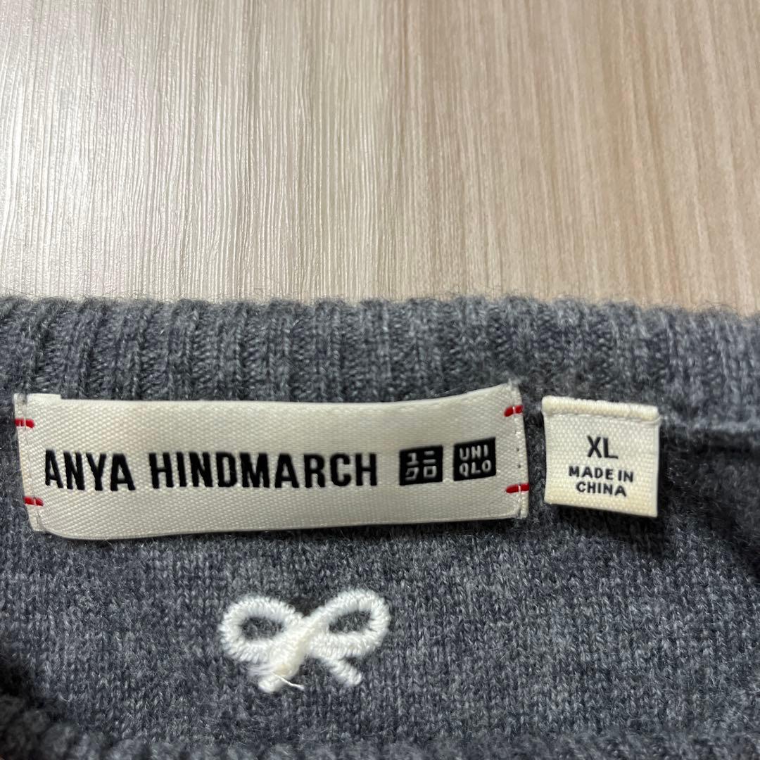 ユニクロ×ANYA HINDMARCH グレー ハイネックカシミヤセーターXL
