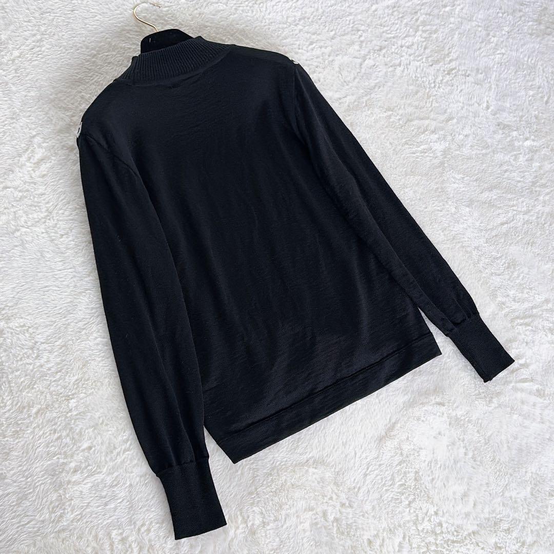 美品✨希少【レオナール】ウール100%総柄ロゴ タートルネックニット 黒 40