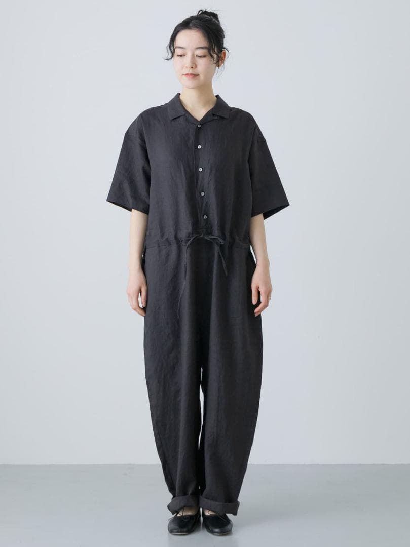 2025 春夏新作 かぐれ kagure リネンハーフスリーブオールインワン＊B