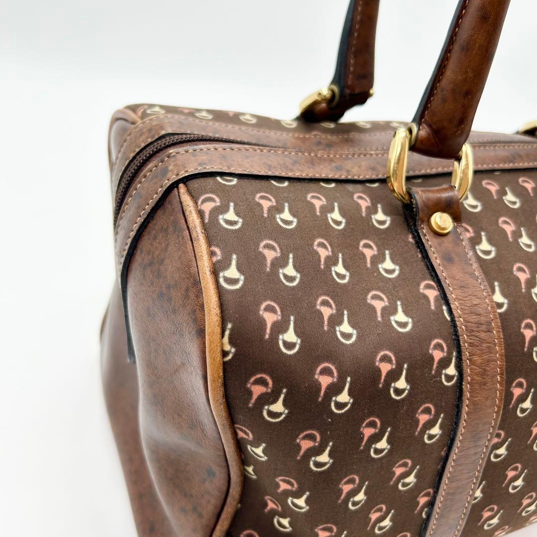 GUCCI オールドグッチ ミニ ボストンバッグ ホースビット柄 ブラウン