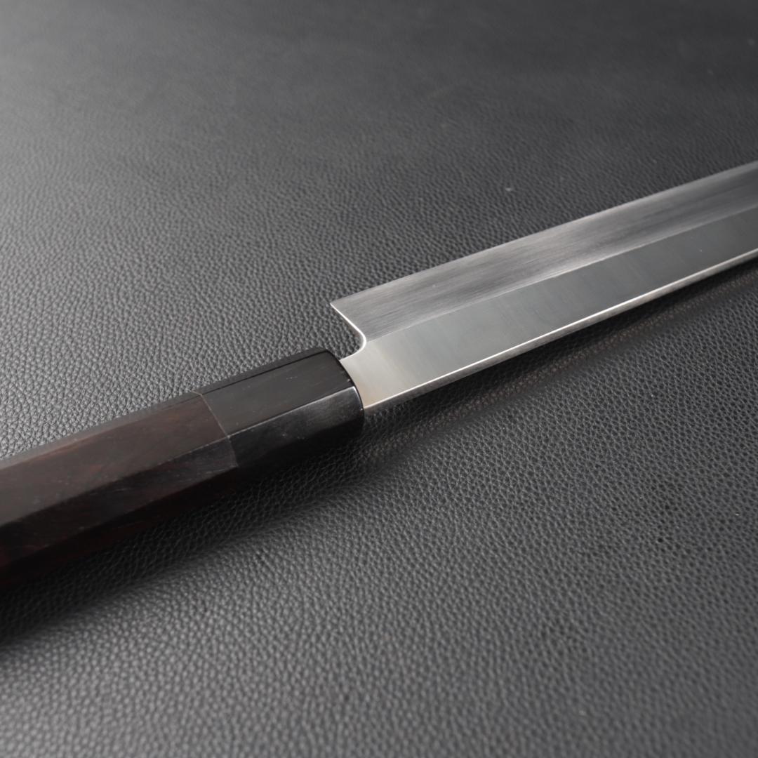 10952左利き用 先丸包丁 尺一 刺身包丁 刃は究極の切れ味 黒檀黒水牛八角柄