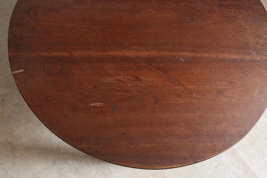 味のある古い木製丸テーブル　ちゃぶ台　天然木