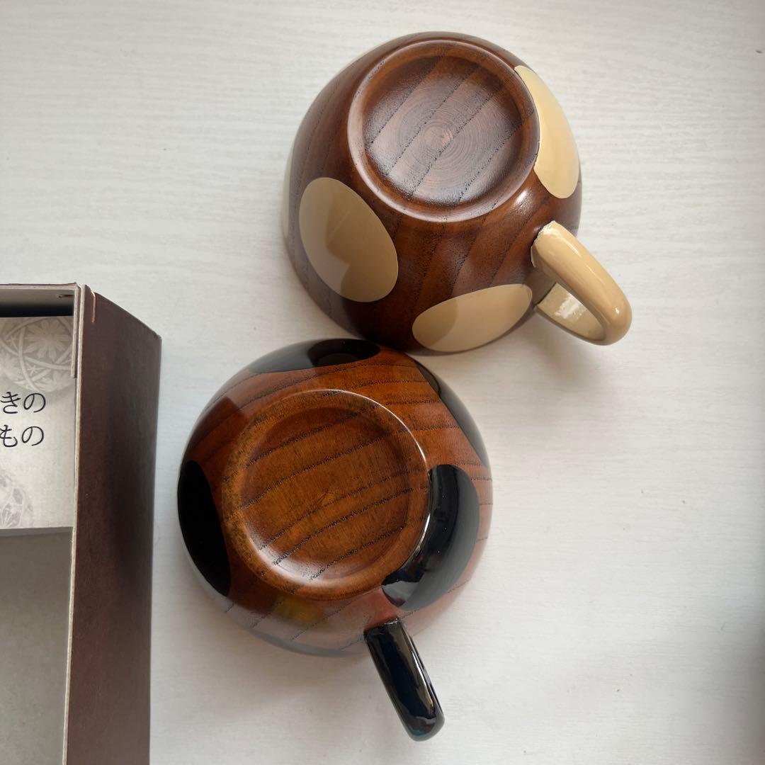【新品・未使用】香川漆器　木目調カフェオレボウル2個セット