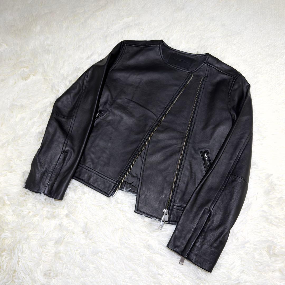 ほぼ新品✨ユナイテッドアローズ ダブルライダース ノーカラー ラムレザー L