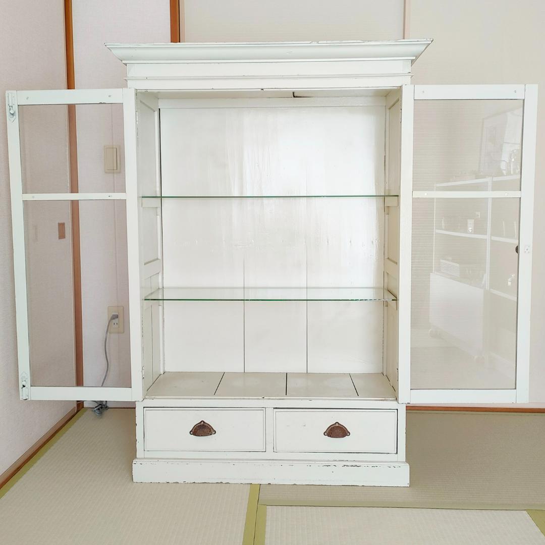 ケビント ガラス戸棚 古家具 レトロ 【送料込み】