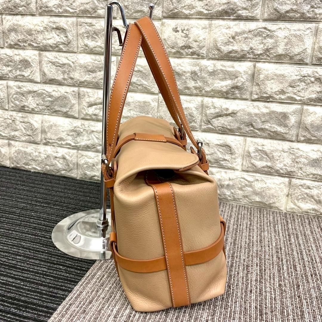 未使用　土屋鞄　ハーネス　ミニボストンバック　牛革　ベルト　ベージュ