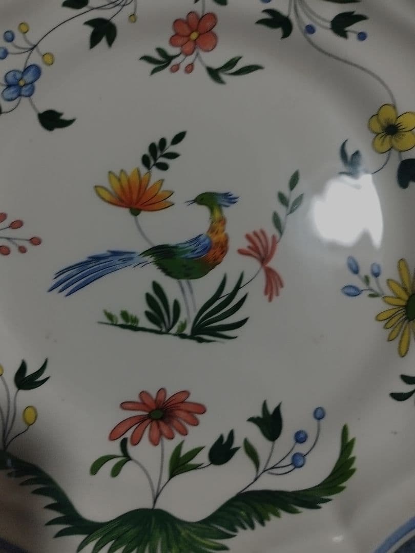 アンテーク　Gien 花と鳥の装飾 陶磁器皿