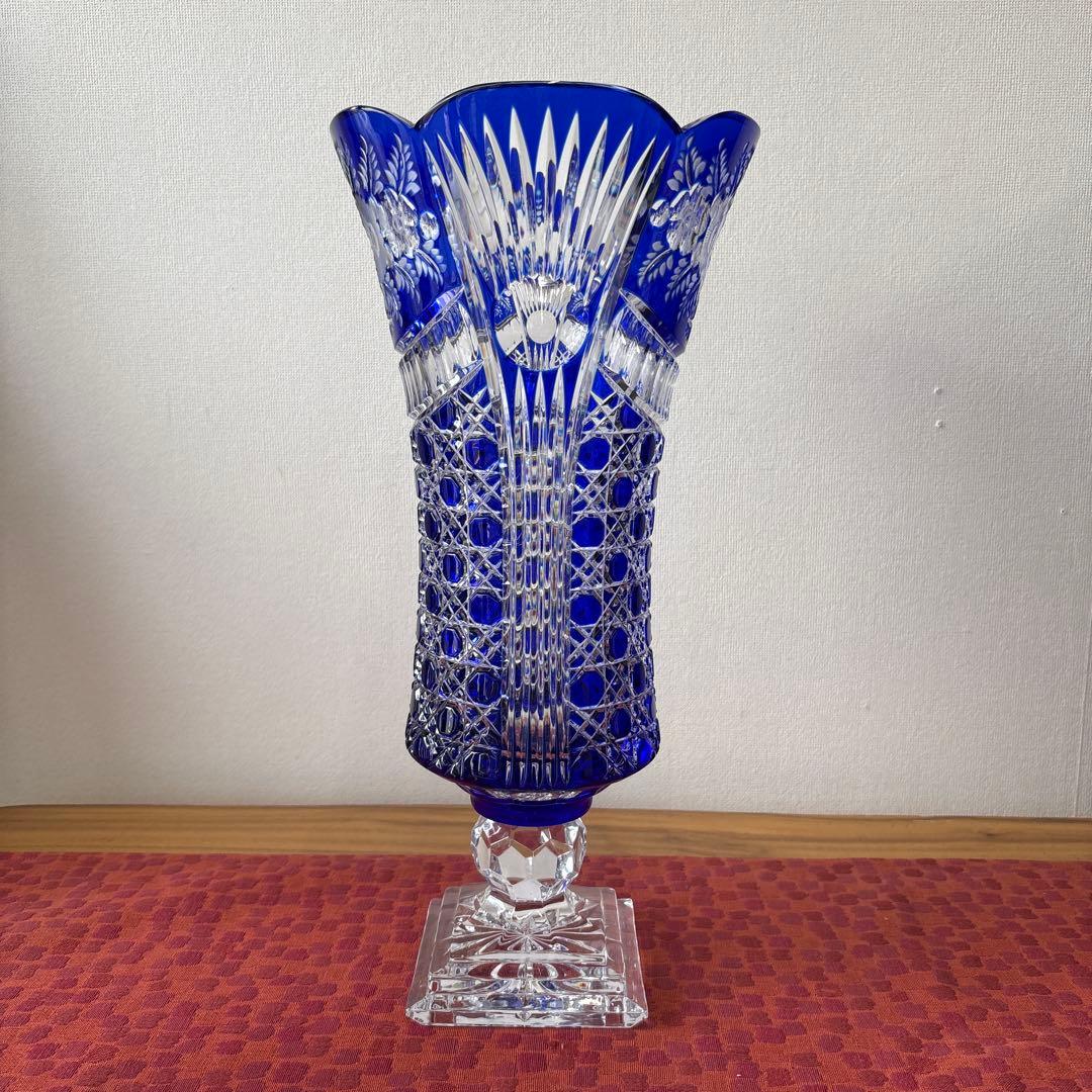 OLBERNHAUER 鉛クリスタル　花瓶　手彫り　ドイツ製　高さ約43cm