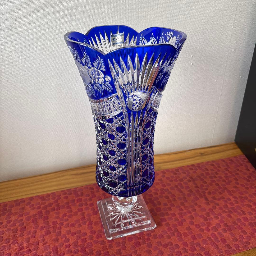 OLBERNHAUER 鉛クリスタル　花瓶　手彫り　ドイツ製　高さ約43cm
