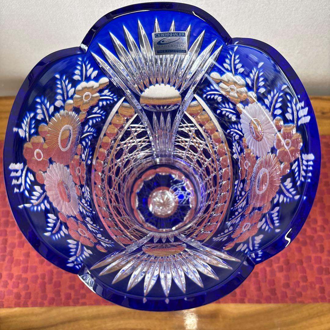 OLBERNHAUER 鉛クリスタル　花瓶　手彫り　ドイツ製　高さ約43cm
