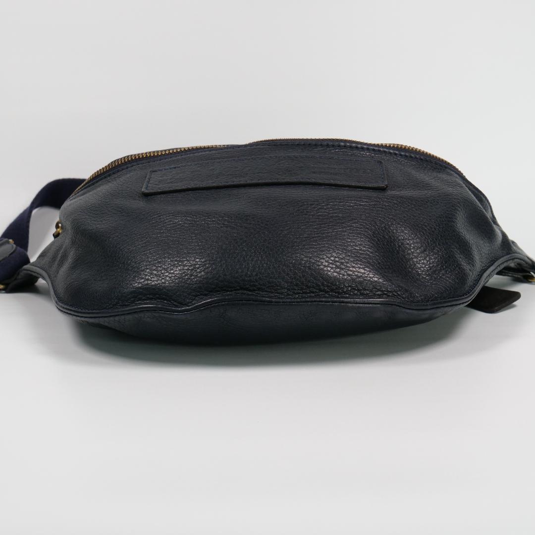 極美品✨フェリージ 1052 オールレザー ボディバッグ ネイビー シボ革