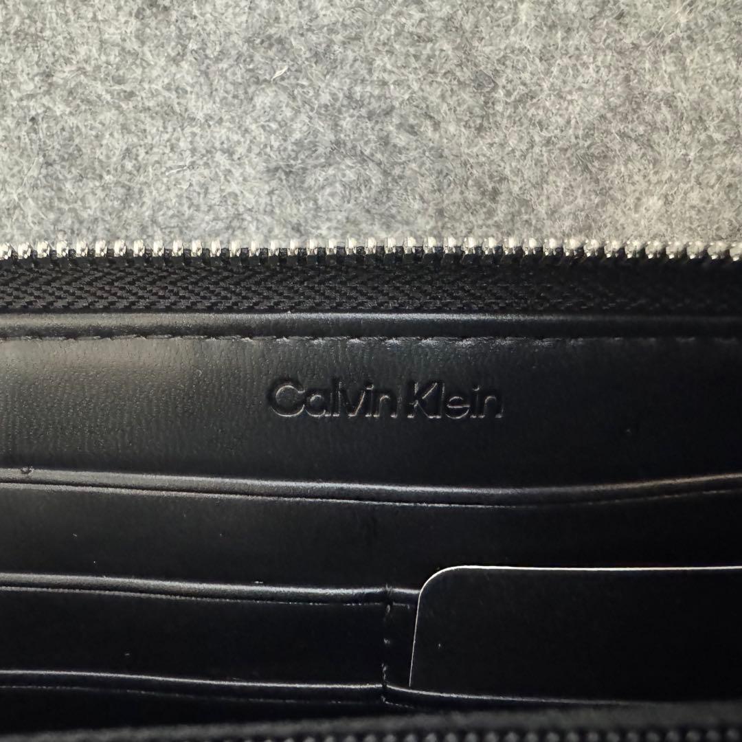   黒 レザー 長財布 ウォレット CK ロゴ ブラック