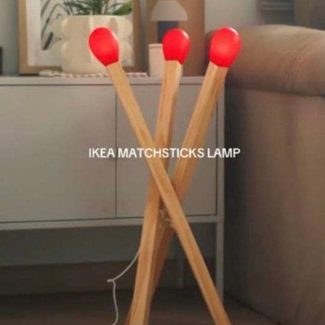 IKEA STRÅLA ストローラ LEDフロアランプ マッチ棒 木製 限定照明