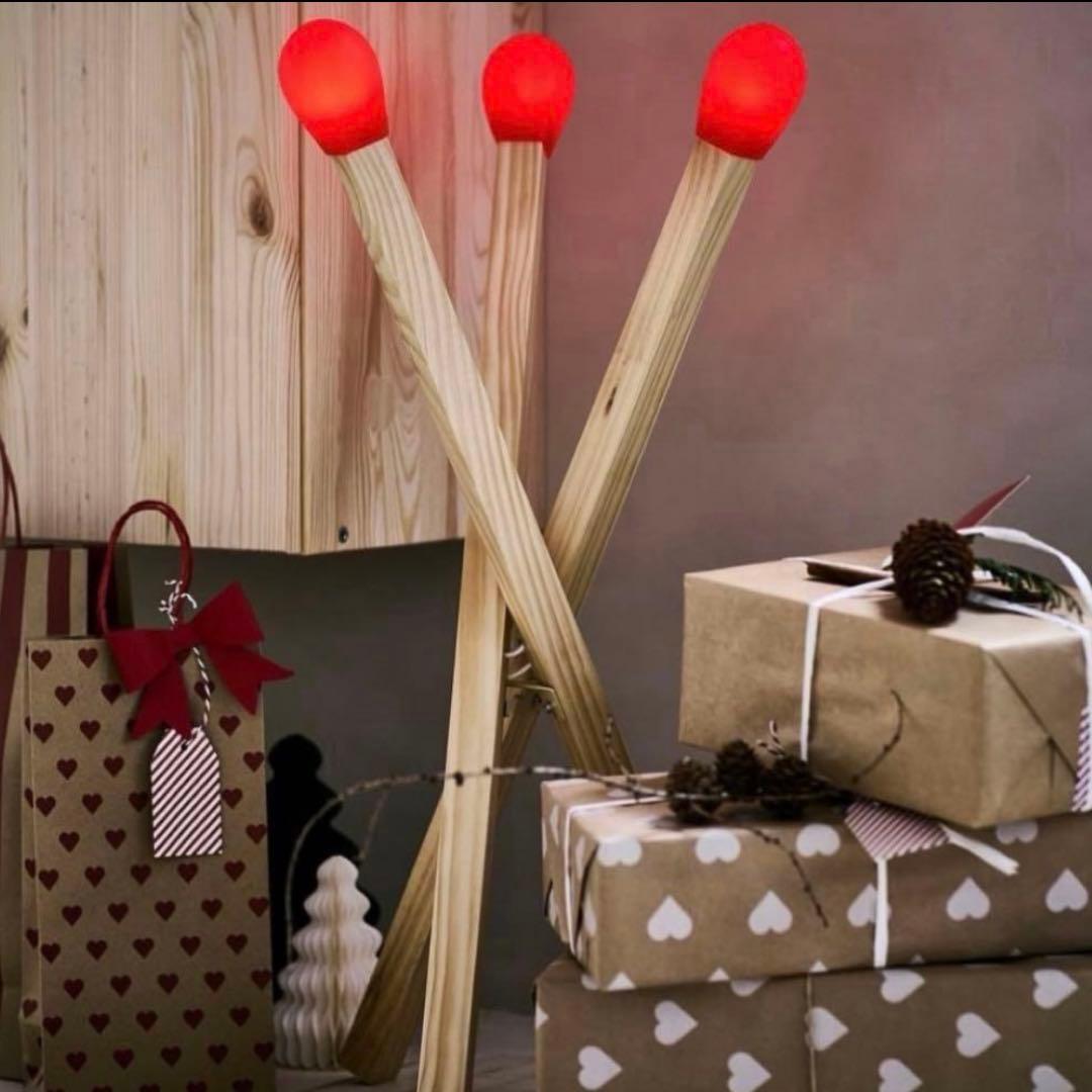 IKEA STRÅLA ストローラ LEDフロアランプ マッチ棒 木製 限定照明