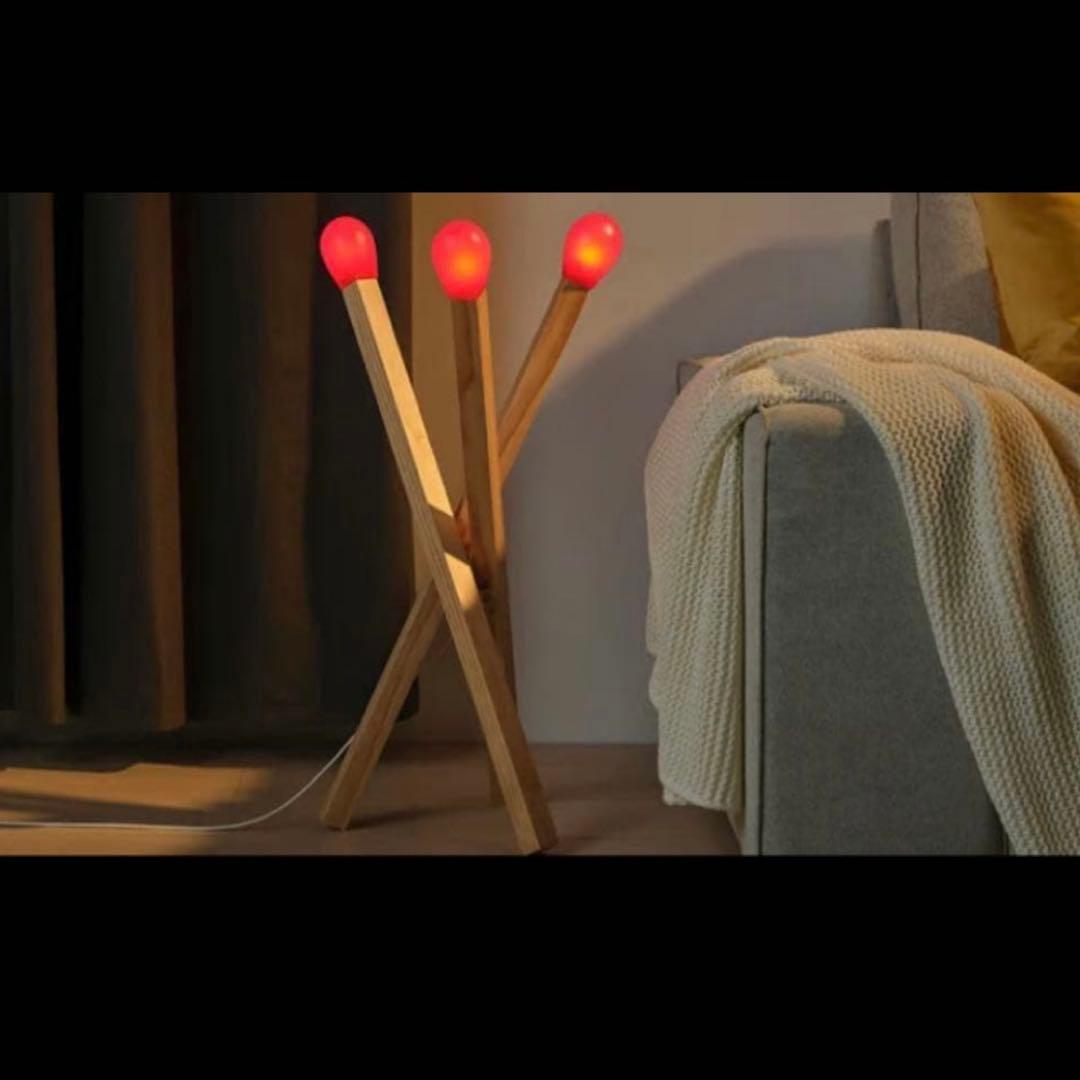 IKEA STRÅLA ストローラ LEDフロアランプ マッチ棒 木製 限定照明