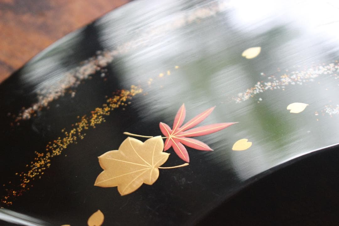 極上草花蒔絵の映える扇面銘々皿5点揃（検輪島塗銘々皿菓子皿茶道具