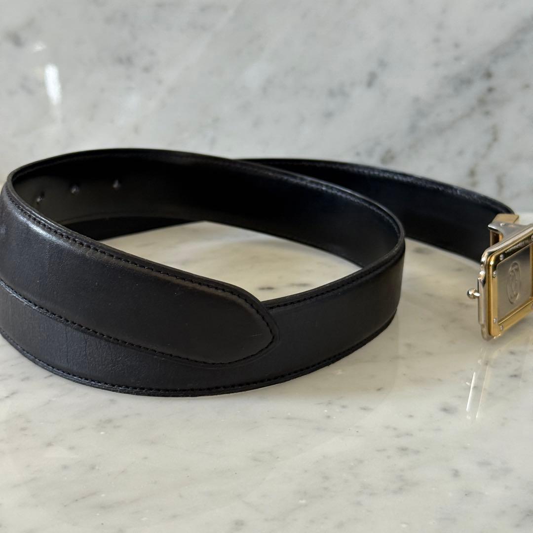 Cartier カルティエ ベルト 本革 レザー ブラック 黒 銀 金