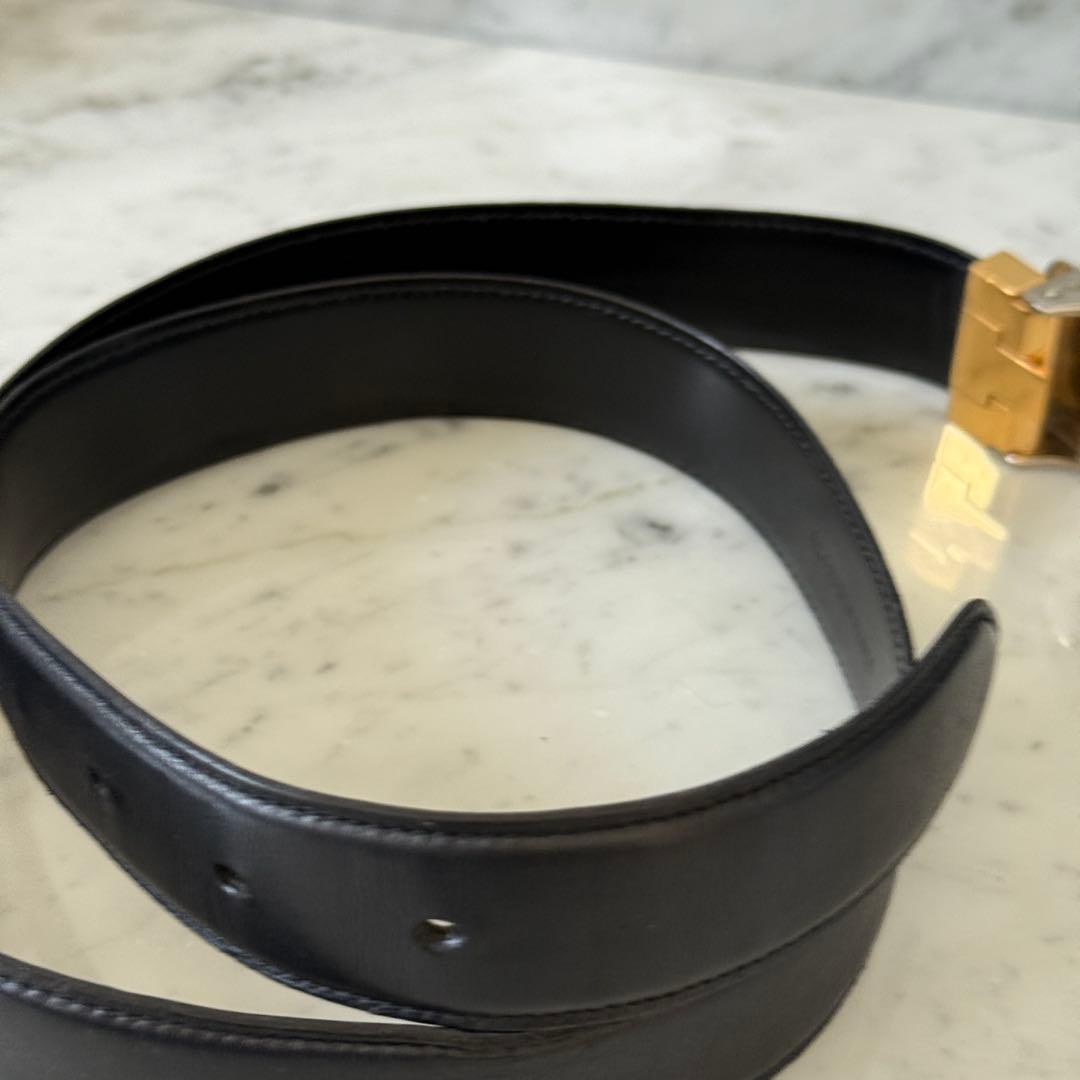 Cartier カルティエ ベルト 本革 レザー ブラック 黒 銀 金