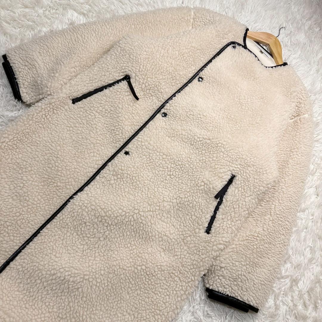HYKE　ベージュ ボアコート フリース オーバーサイズ フロントボタン付き