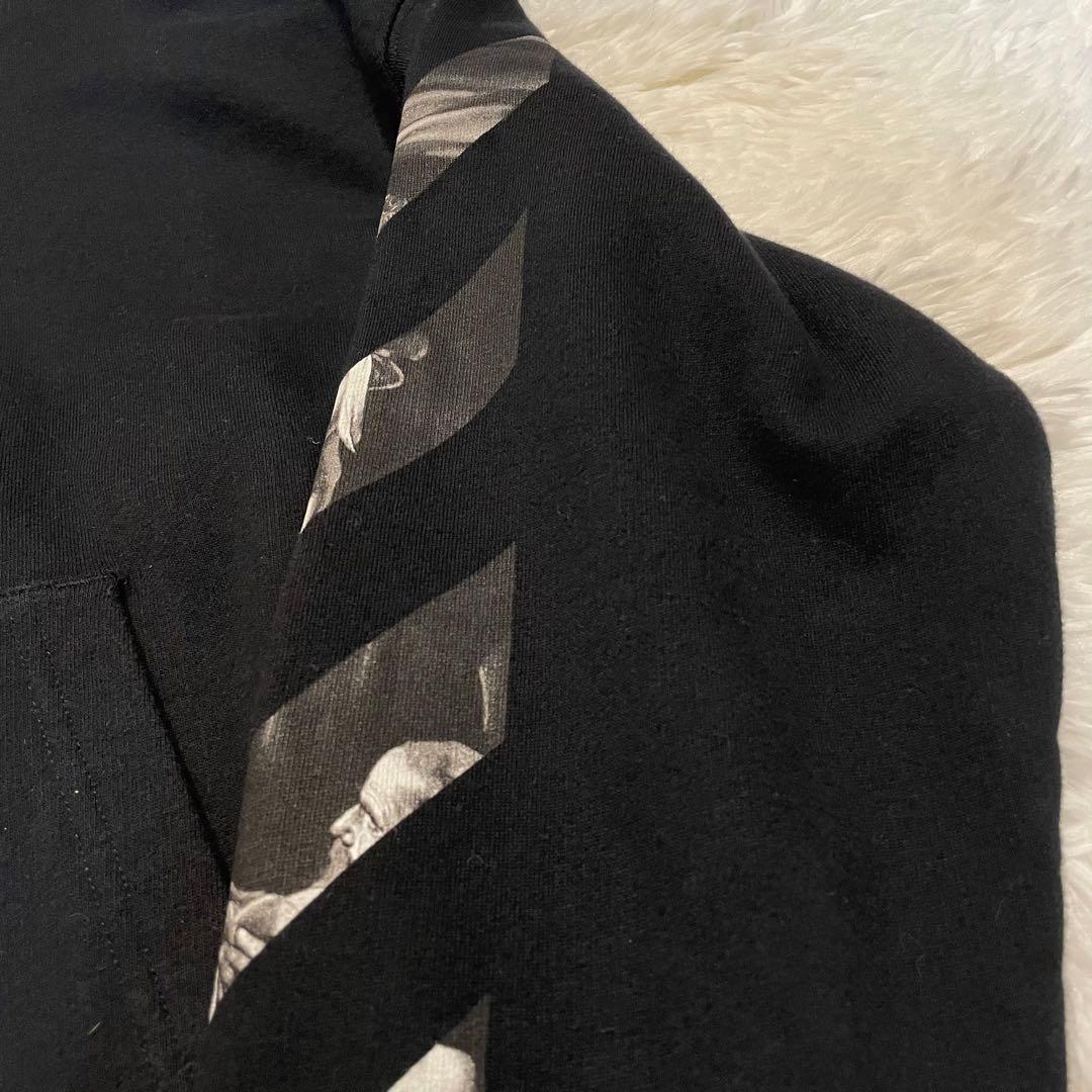 OFF-WHITE プリント 黒 フード付きパーカー