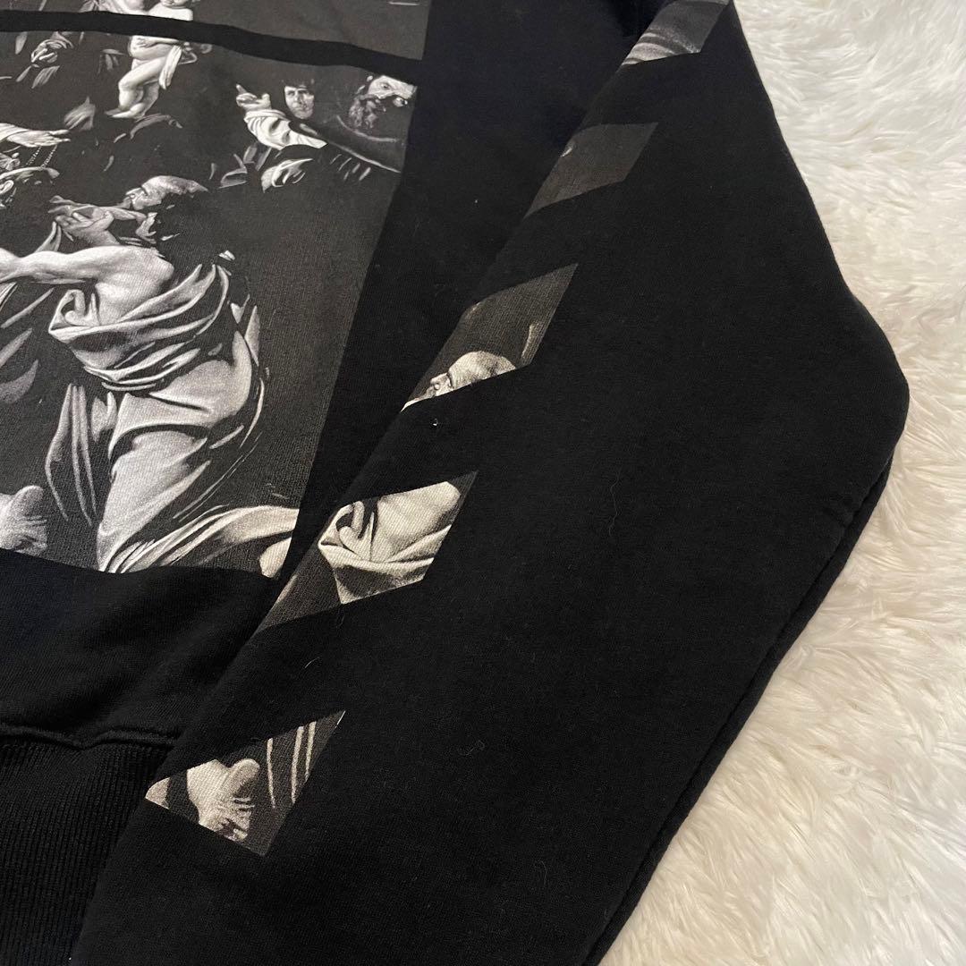 OFF-WHITE プリント 黒 フード付きパーカー