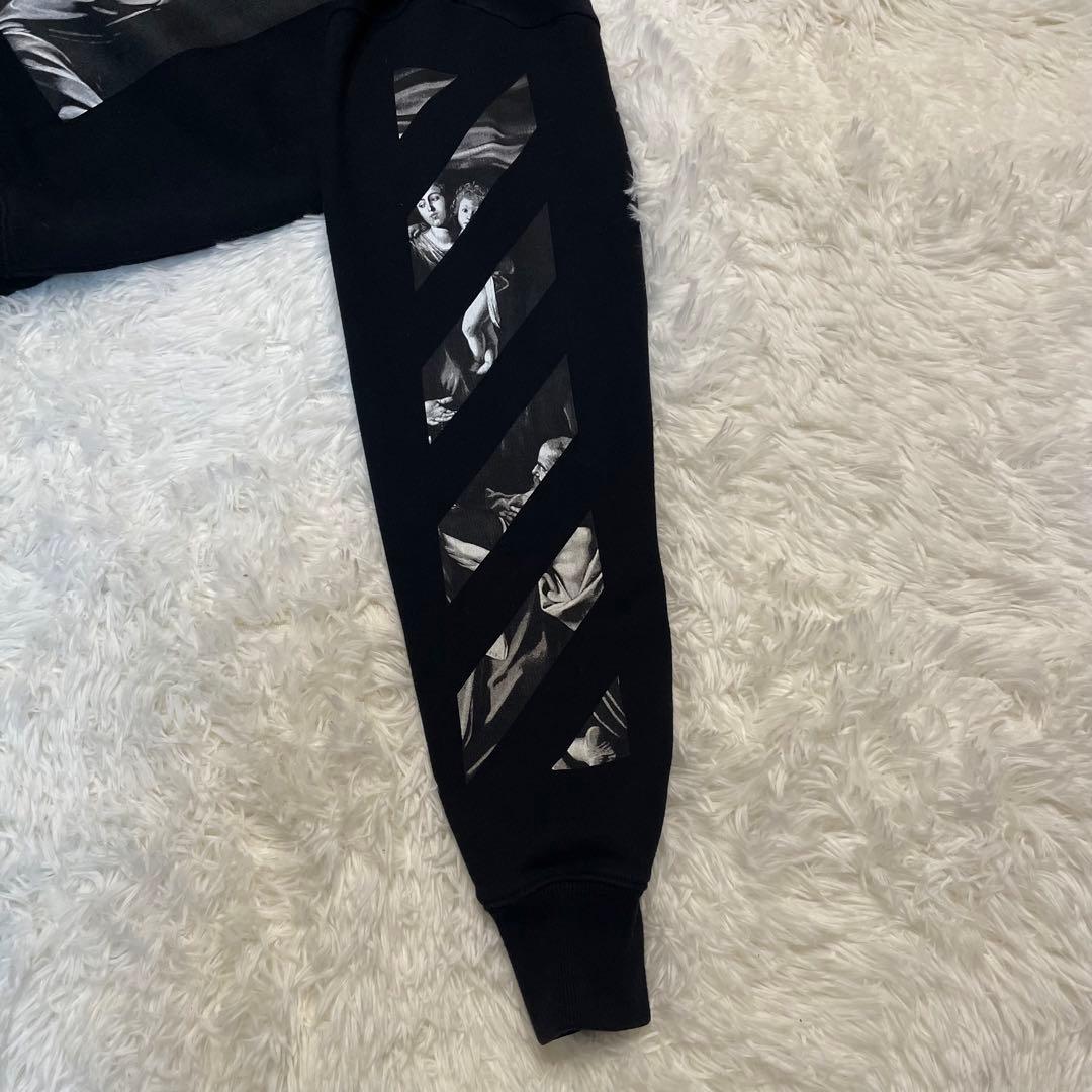 OFF-WHITE プリント 黒 フード付きパーカー