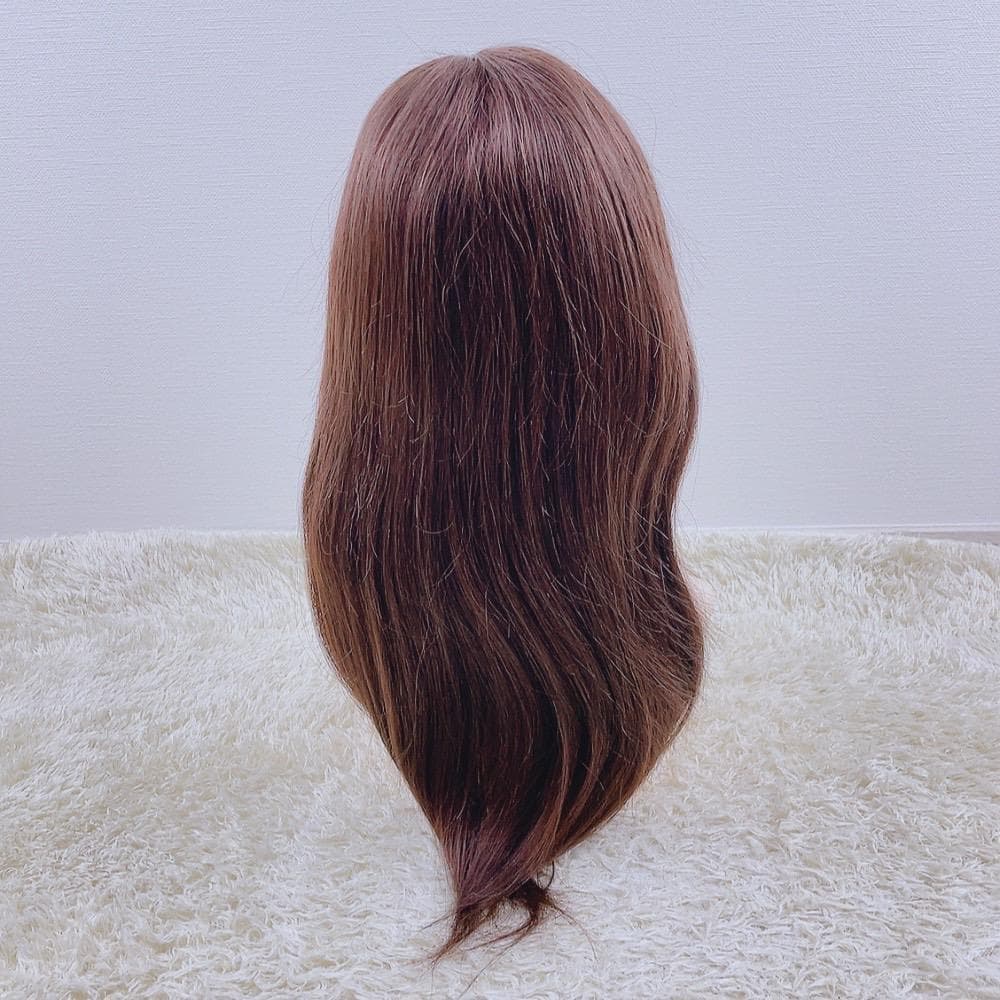 人毛100% フルウィッグ 医療用 ロングストレート ブラウン 50cm 手縫い