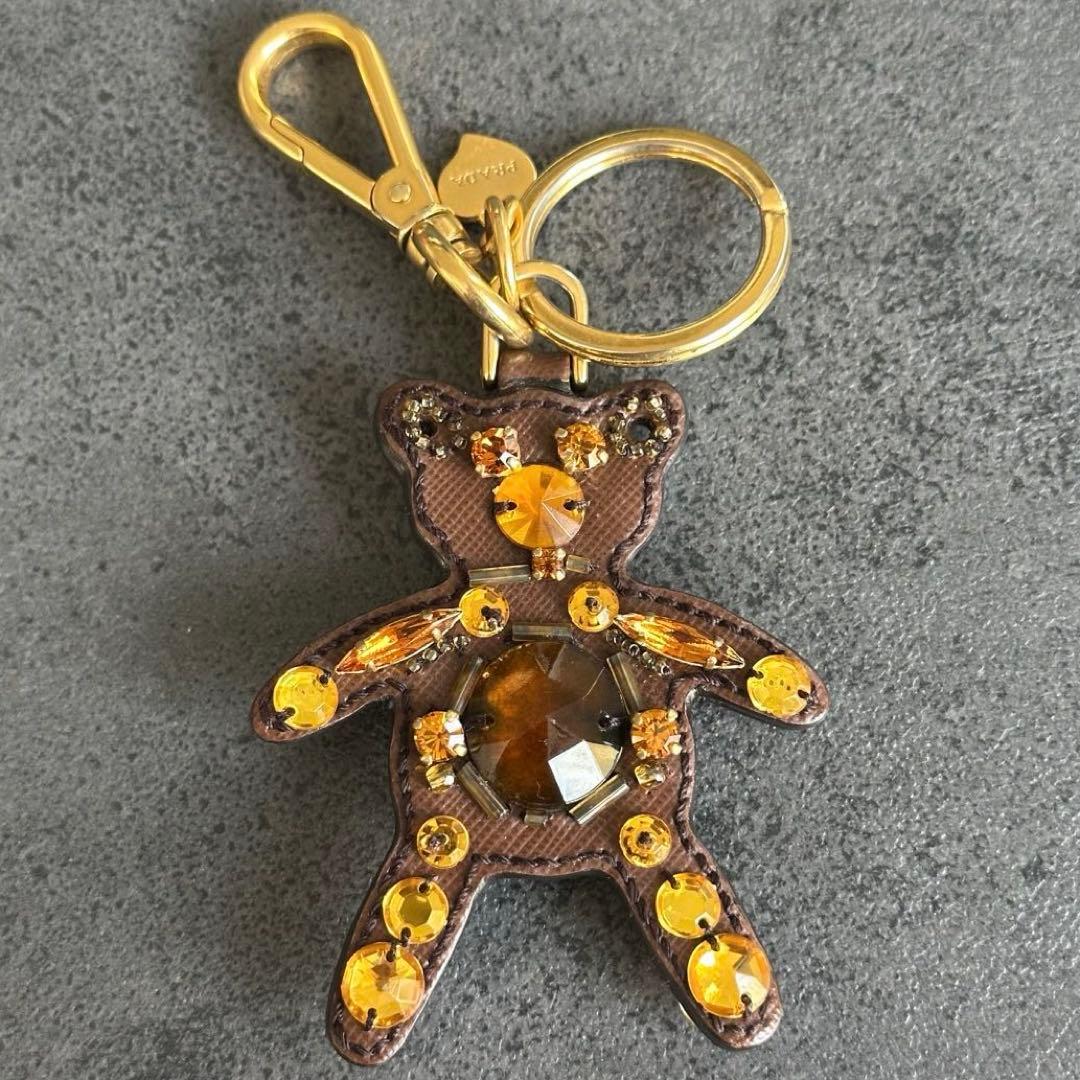 小物 PRADA Bear Crystal Leather Charm