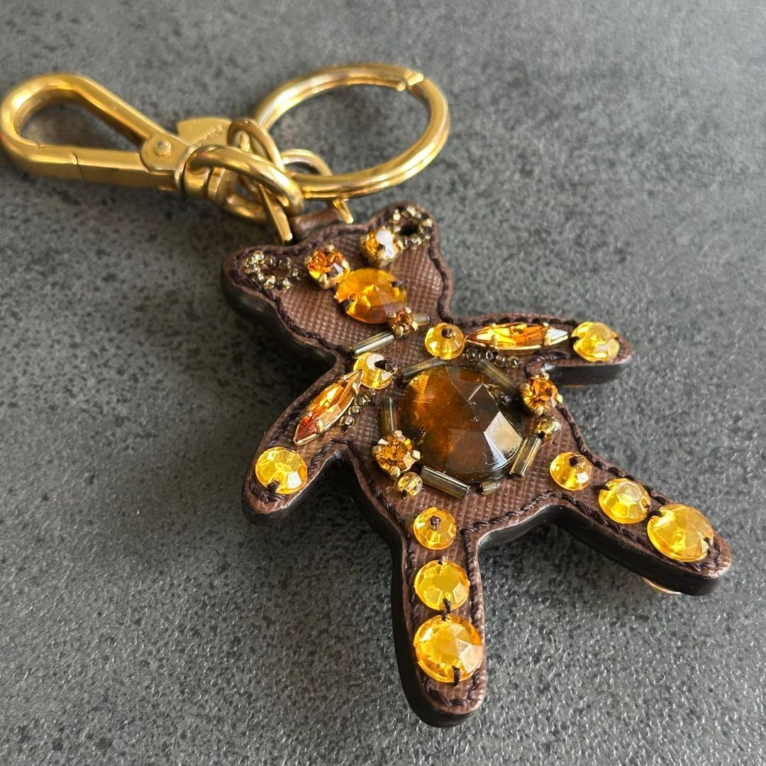 小物 PRADA Bear Crystal Leather Charm