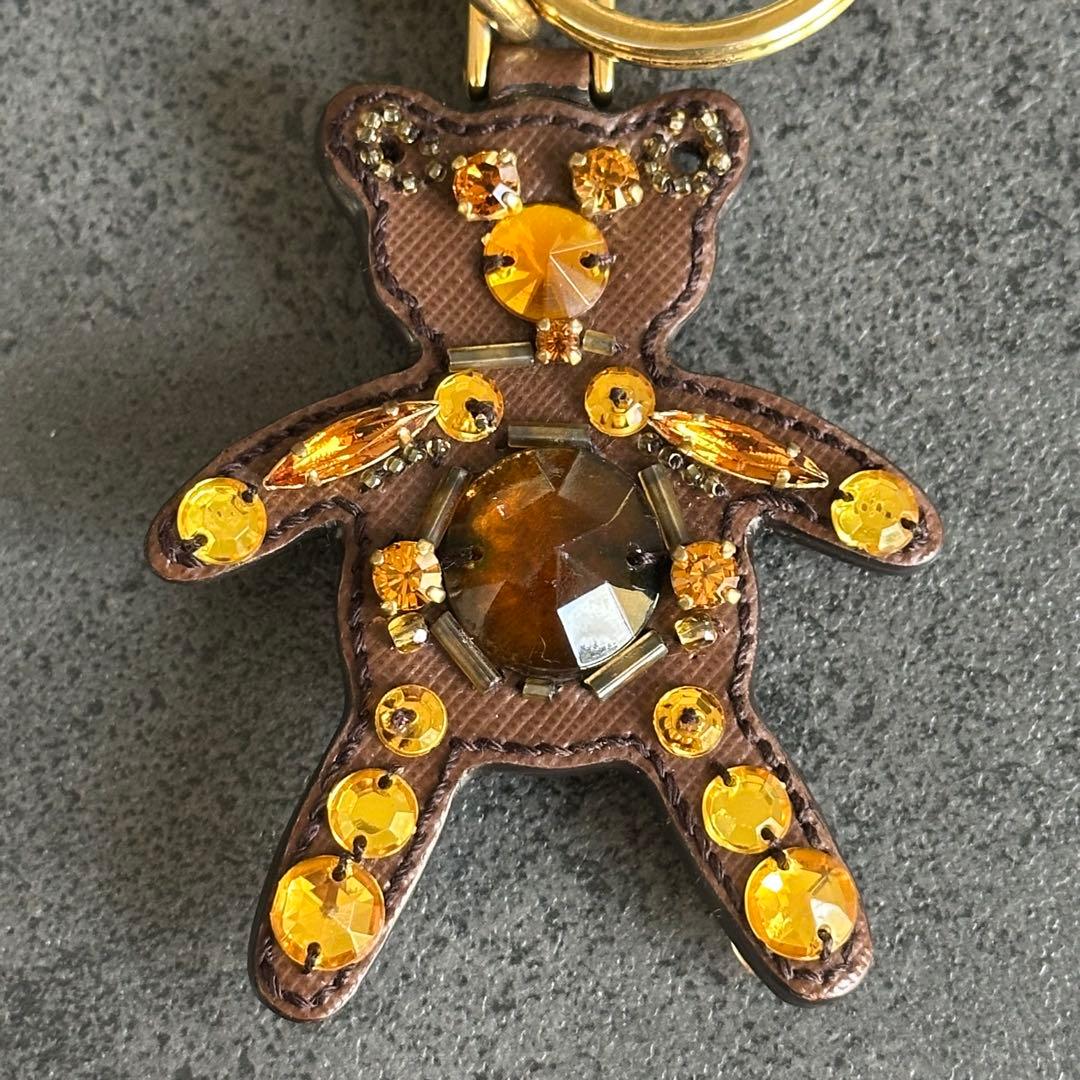 小物 PRADA Bear Crystal Leather Charm