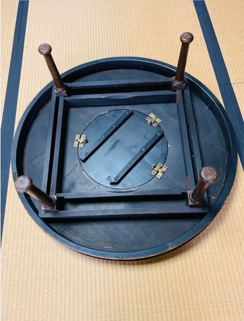 木製円形座卓 中央囲炉裏付き　ちゃぶ台