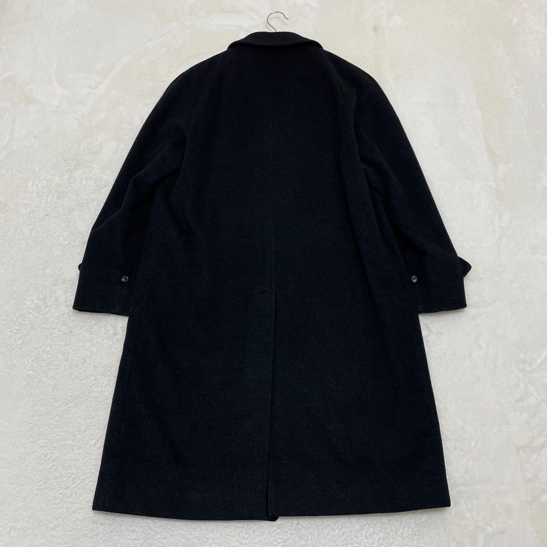 【美品】バーバリー カシミヤ ウール ステンカラーコート チャコールグレー M