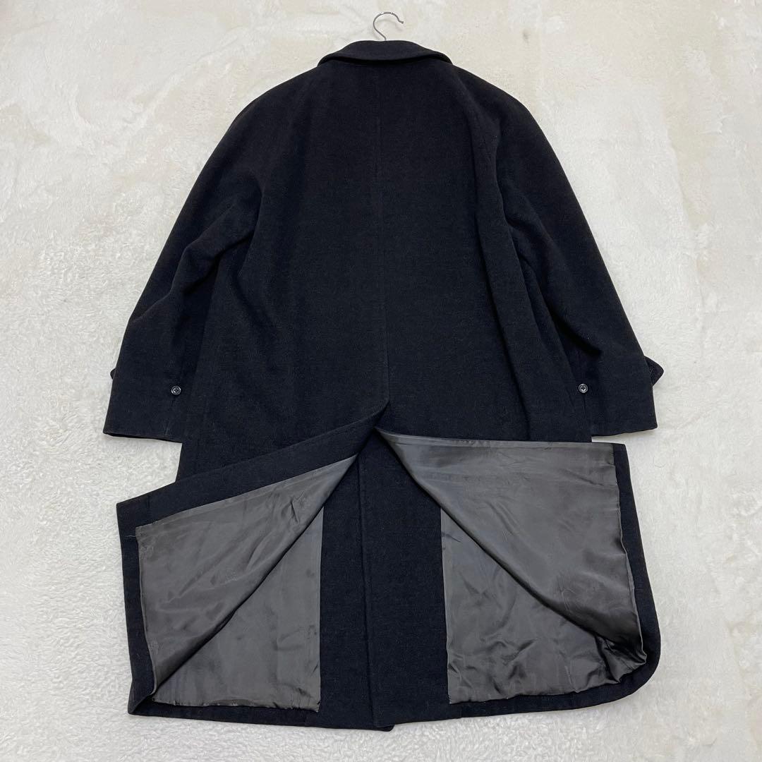 【美品】バーバリー カシミヤ ウール ステンカラーコート チャコールグレー M
