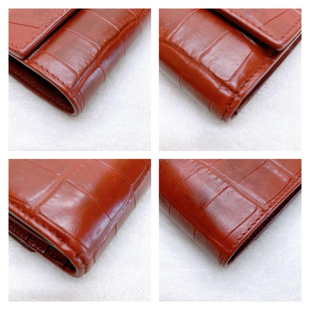 ✨綺麗✨セリーヌ スモールトリフォールドウォレット クロコ型押し レザー 財布