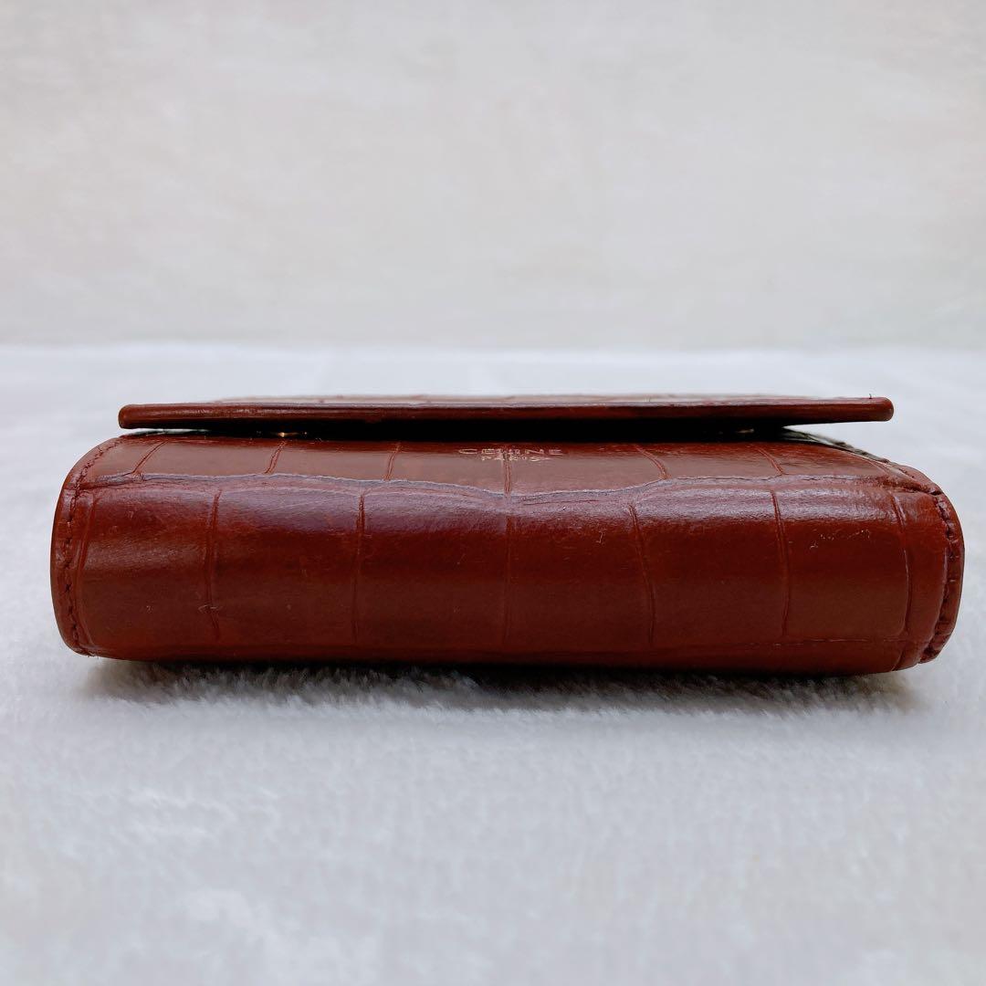 ✨綺麗✨セリーヌ スモールトリフォールドウォレット クロコ型押し レザー 財布