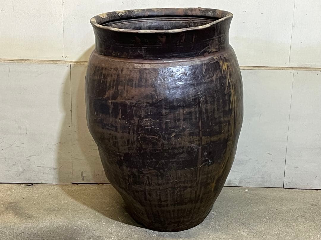 古い唐津焼の甕79cm 大甕 瓶 水鉢 古民具 壺