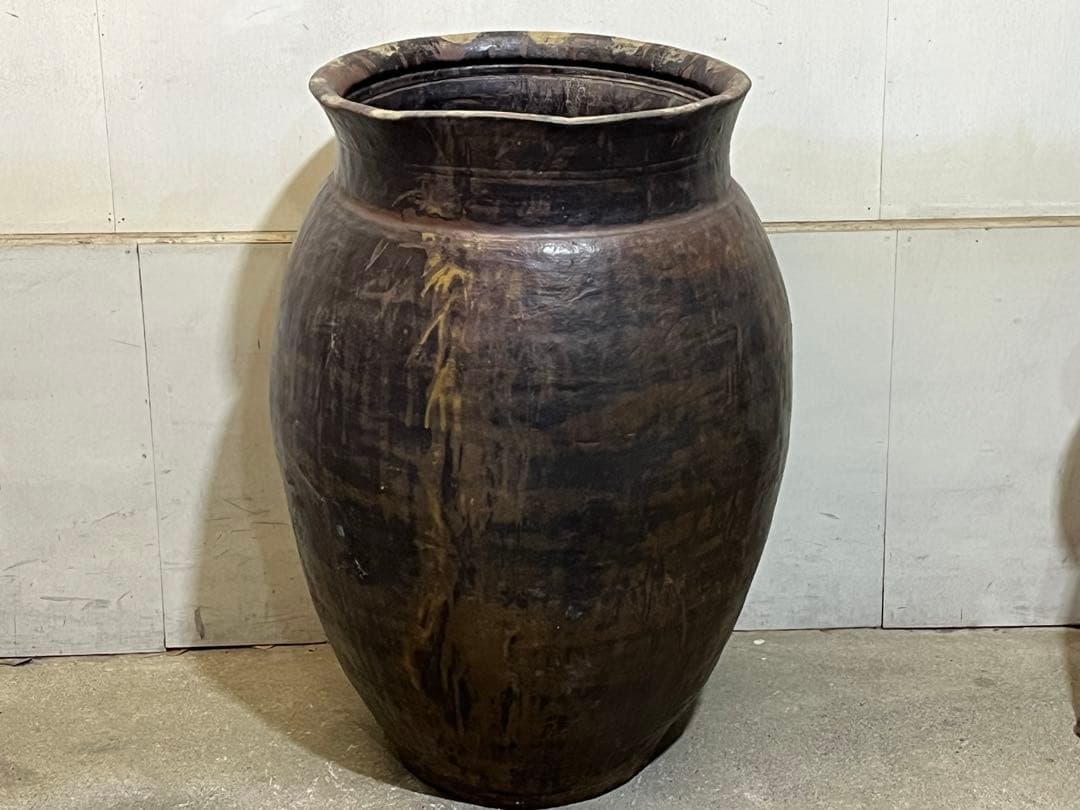 古い唐津焼の甕79cm 大甕 瓶 水鉢 古民具 壺