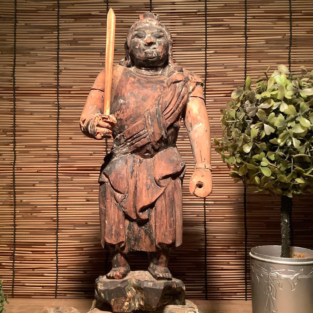 平安〜鎌倉時代・密教￼護法善神「憤怒・不動明王」不動信仰・神仏守護神・寄木造
