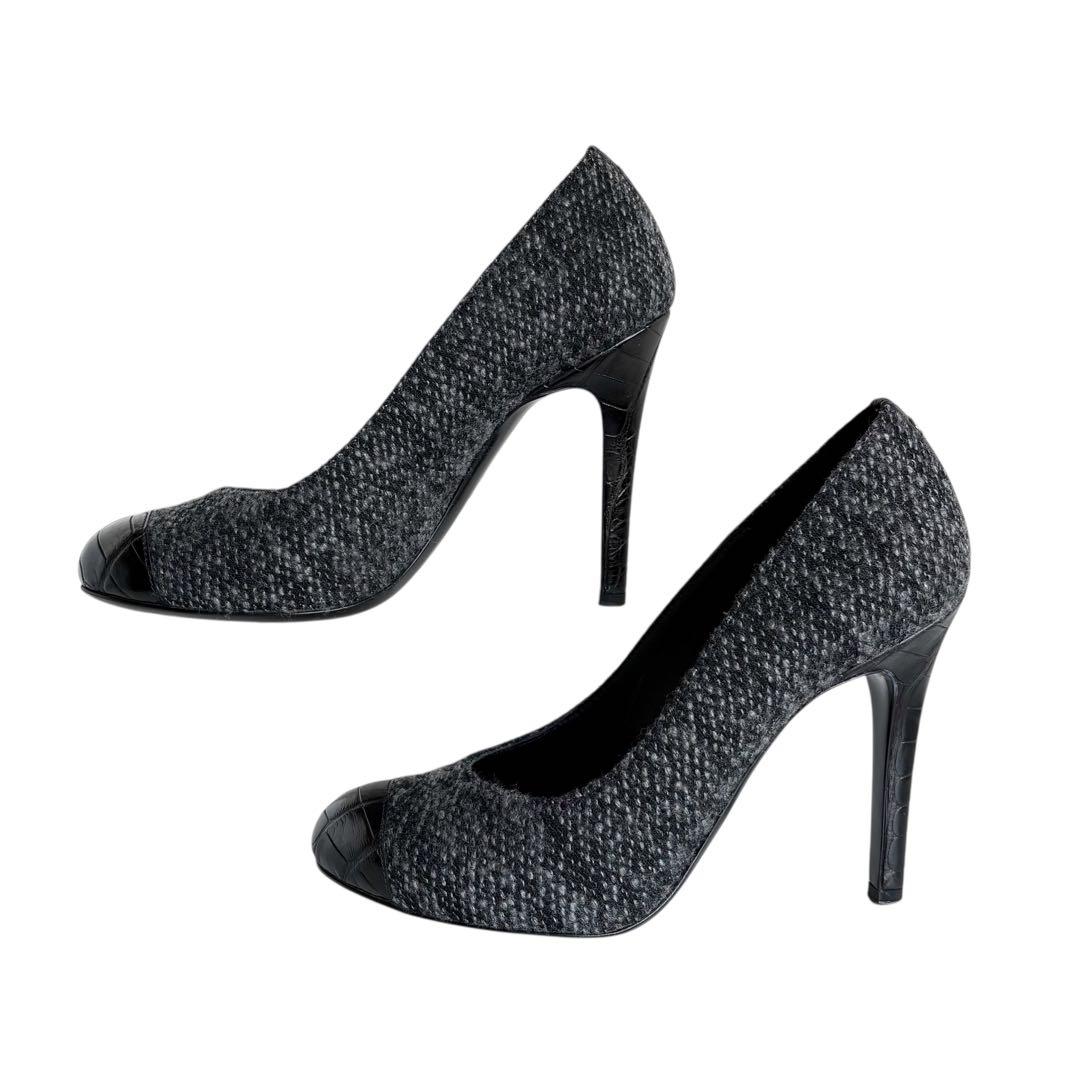 美品 CHANEL ココマーク ツイード パンプス 37.5