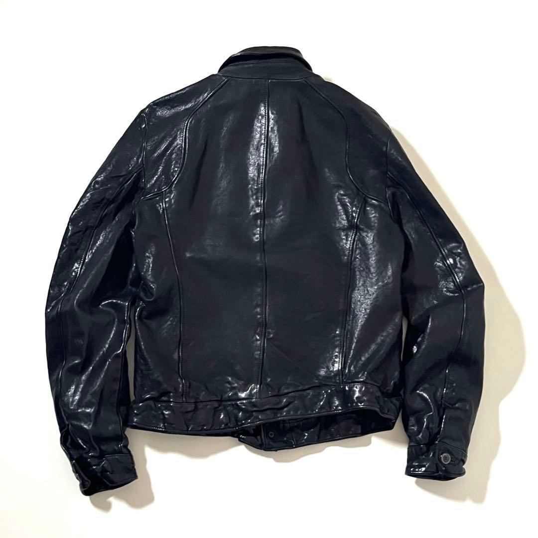 【美品】サンタクローチェ　レザージャケット　バッファロー　タンニン鞣し　ブラック