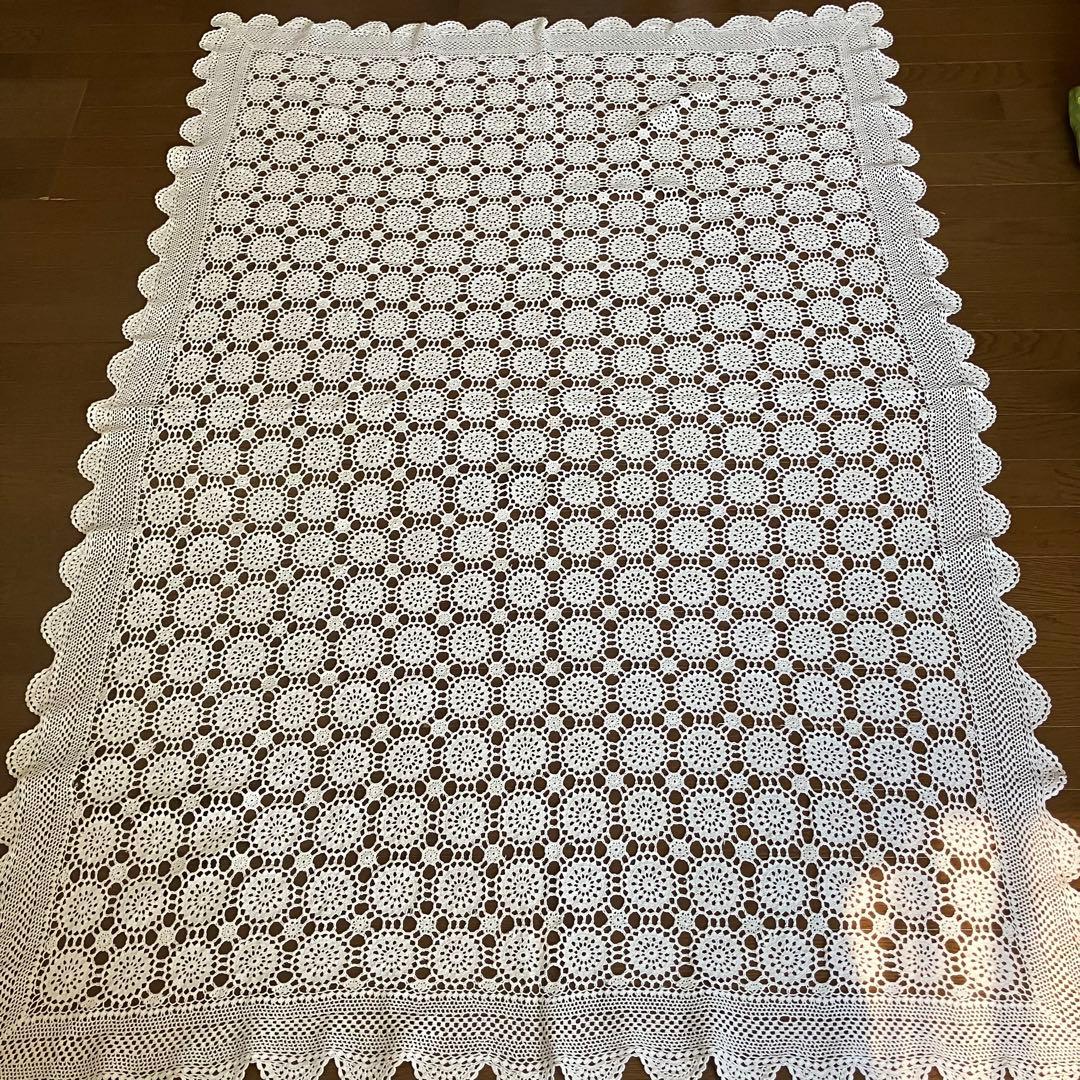 アンティークレース　テーブルクロス　ヴィンテージ　約120㎝×180㎝　大判